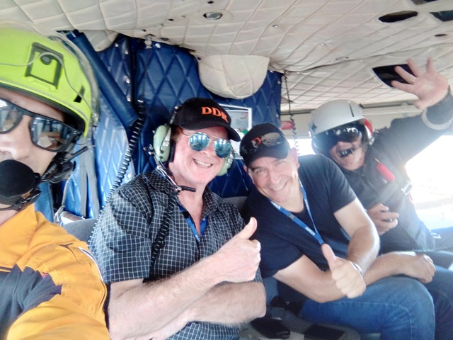 PG and Dean in a helicopter