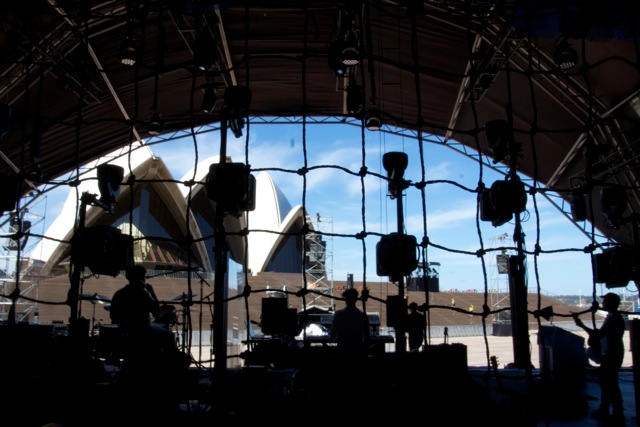 Opera House soundcheck-taken through the Crombie created backdrop.